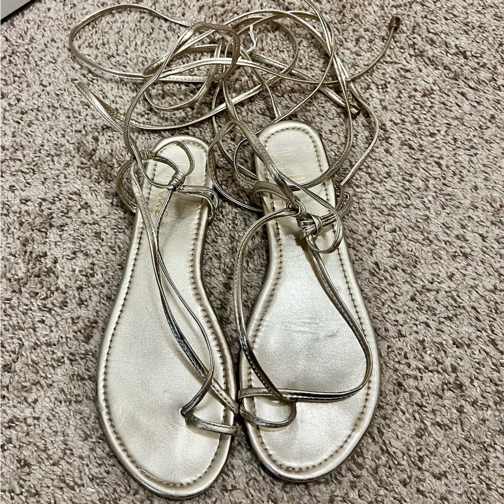 Gold Lulu Gladiator Sandals Size 7.5